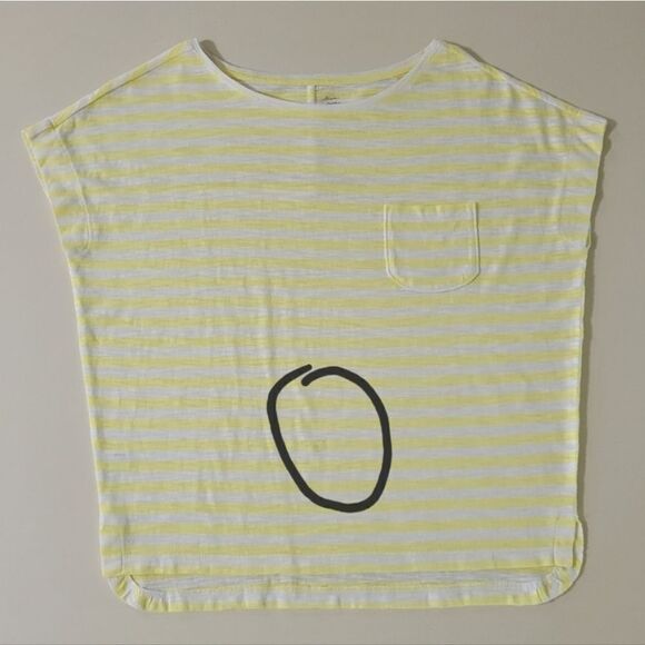 Loft Ann Taylor Yellow Stripe Cap Sleeve  Pullover Top - Picture 13 of 15